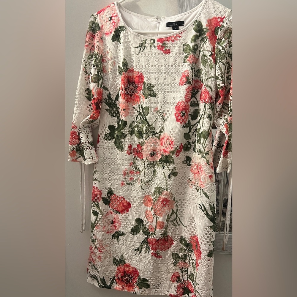 R&K Pink Sheath Dress with Cuffed 3/4 Sleeves
